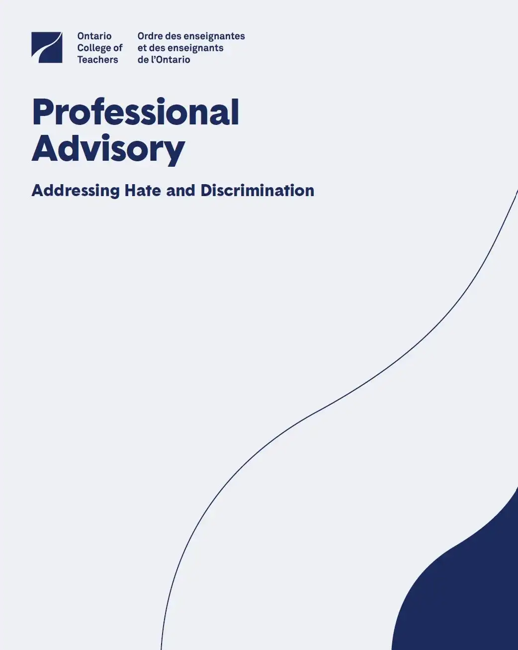 Addressing Hate and Discrimination Professional Advisory cover